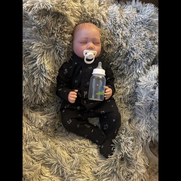 Reborn Baby Boy Doll 3/4 Silicone Limbs Cloth Body & Accessories (NEW) - Picture 2 of 13